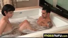 Play Bosomy adolescent give ins nuru sex knead 1